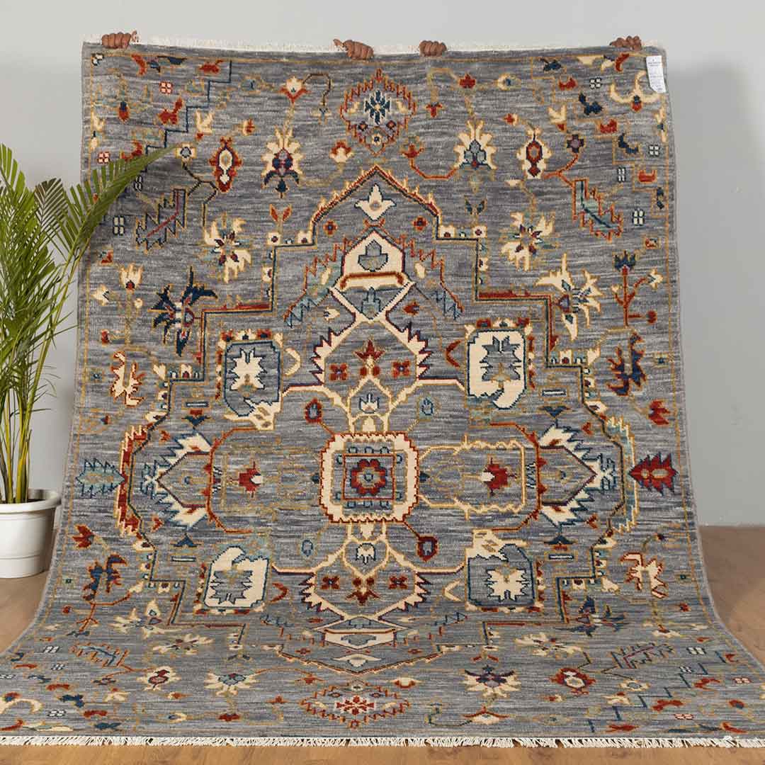 Grey Hand-Knotted Antique-Look Mahal Design | Best Carpet Living Room